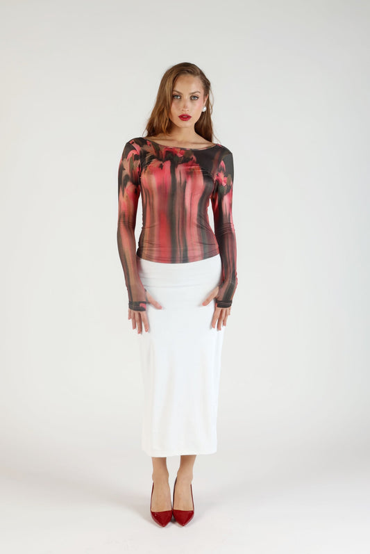Popcorn Long Sleeve Mesh Top